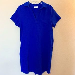 Umgee Blue Collared Dress with Pockets Size Small